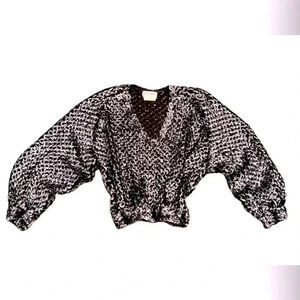 Vintage three FLAGGS SILVER METALLIC BLACK SEQUIN TOP